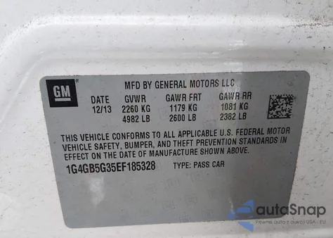 2014 Buick Lacrosse Leather Group z USA, uszkodzony, nr VIN 1G4GB5G35EF185328